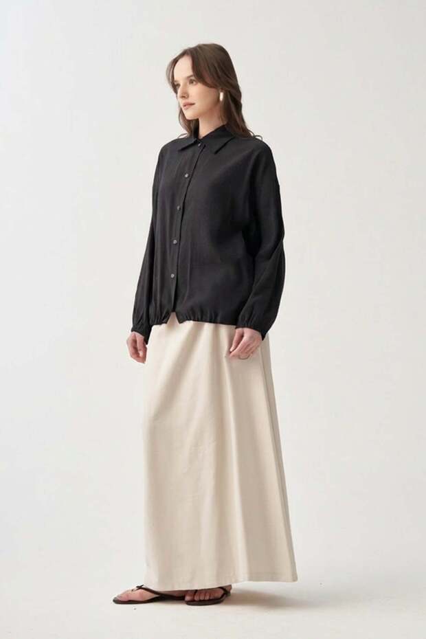 Black Buttoned Oversize Jacket - 2