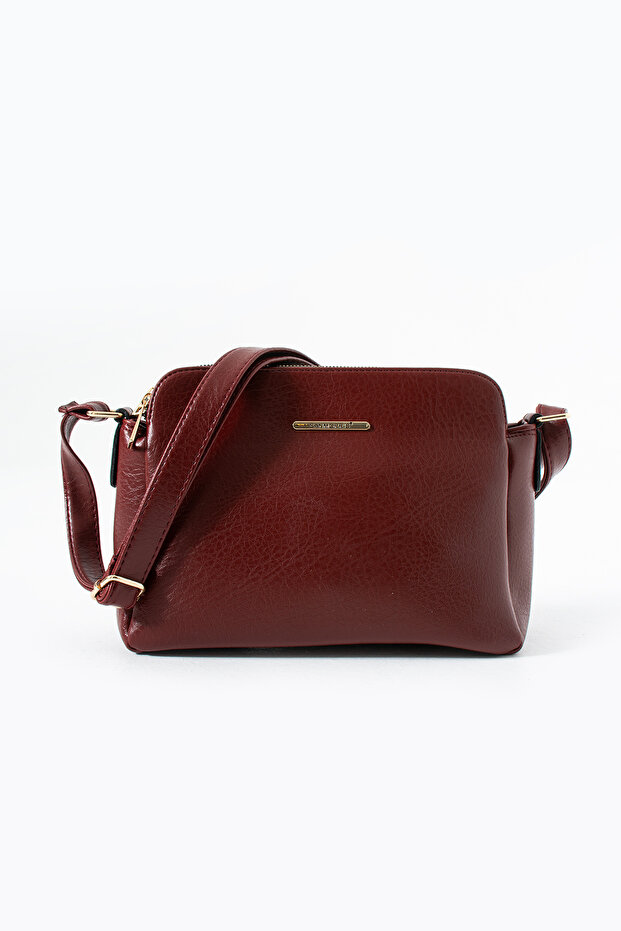 Özer-1437 Adjustable Cross Strap 3 Compartment Faux Leather Women's Bag