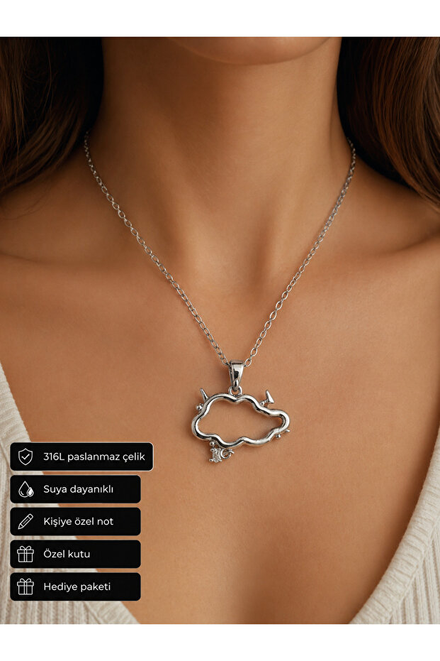 Cloud Figured Women's Necklace Gift 316L Stainless Steel Modern Stylish Design