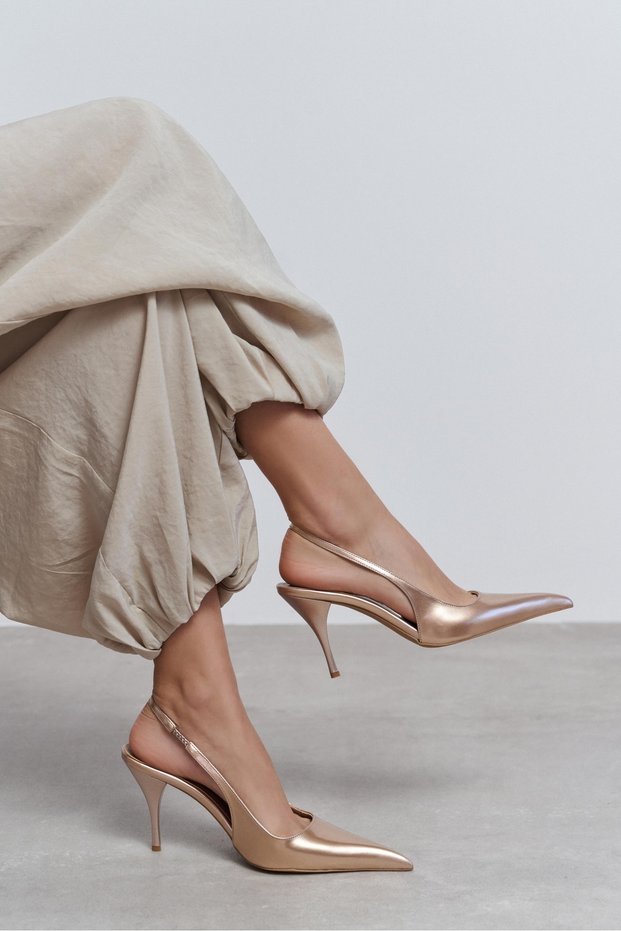 Mehru Dore Patent Leather Belt Detail Pointed Toe Women's Heeled Shoes