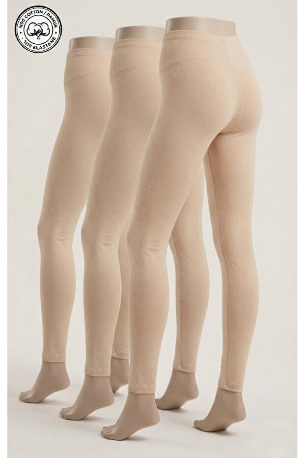 3-Pack Long Straight Women's Tights - 90% Cotton - 611
