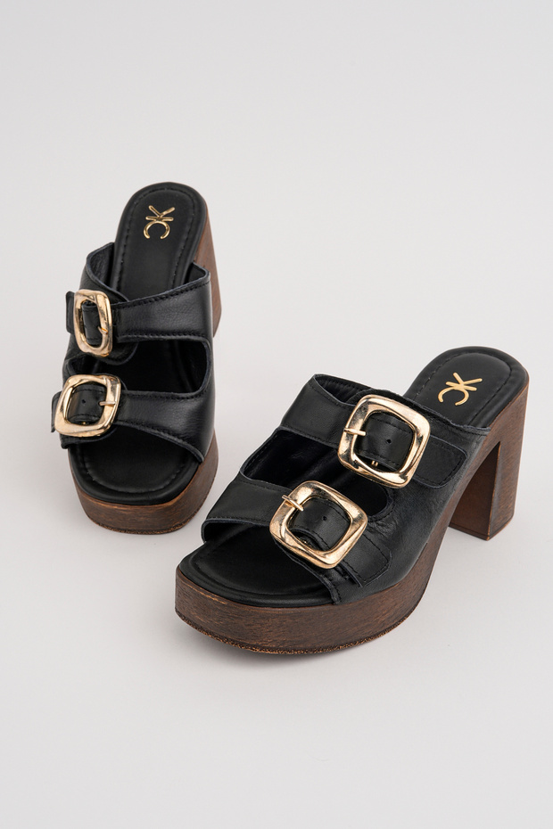 Kcl-St40 Genuine Leather Buckle Slippers