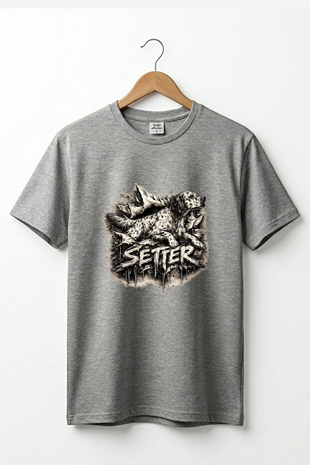 Unisex English Setter Dog Printed Special Design Hunting Nature 100% Cotton Basic T-Shirt