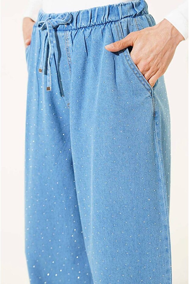 Jewelled Trousers with Elastic Waist