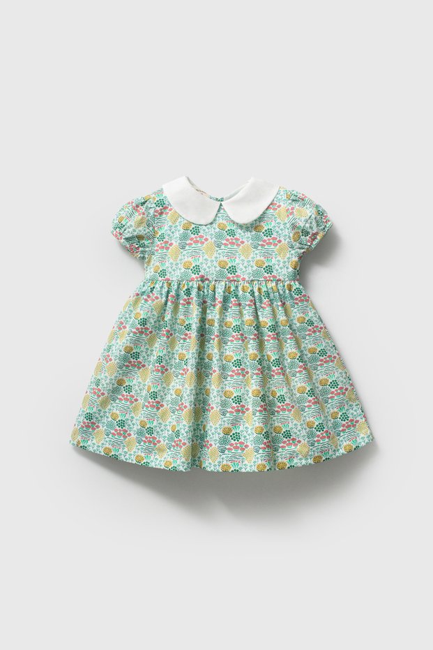 Girl's 100% Cotton Floral Print Short Sleeve Summer Dress