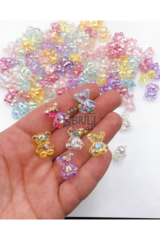 Janjan Teddy Bear Plastic Beads Acrylic Jewelry Making Accessory 30 gr (25 Pieces)