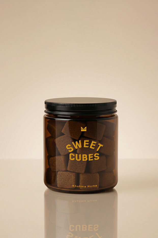 220 ml Amber Glass Candy Jar – Airtight Sweet Cubes Storage Container with Lid