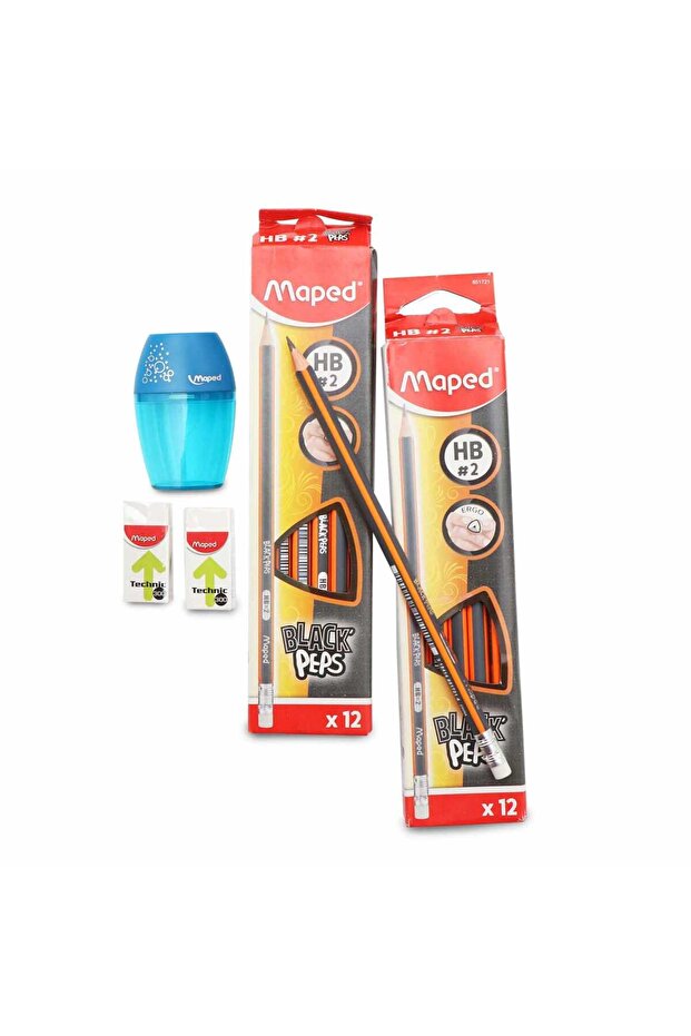 HB Pencil 2x12's + Eraser 2's + Sharpener