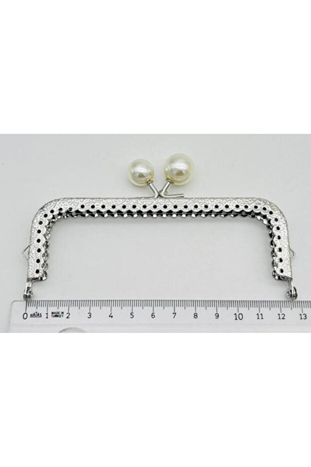13 cm Wallet Clip Silvery Color with Pearls