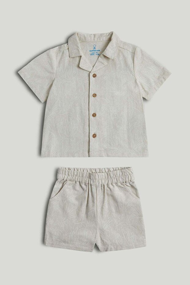 Beige Shirt and Shorts Outfit