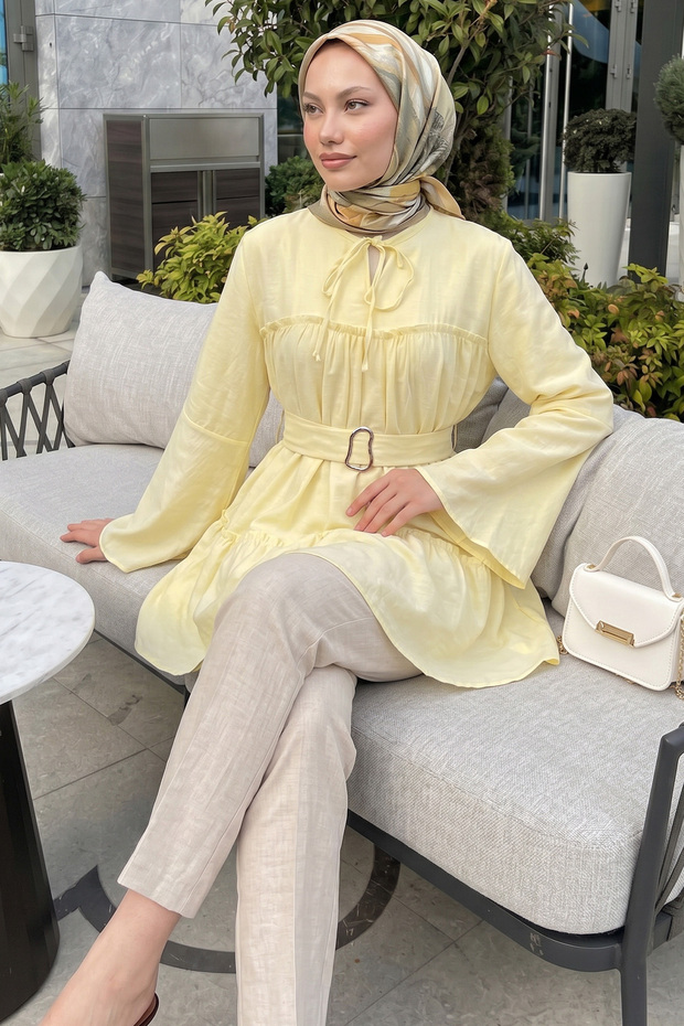 Buckle Belted Tunic Y0135 - Sari