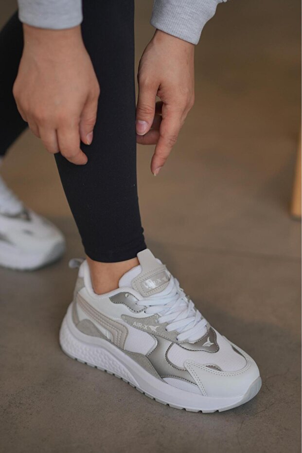 Women's Silver Orthopedic Sole Casual Sneaker 086-1