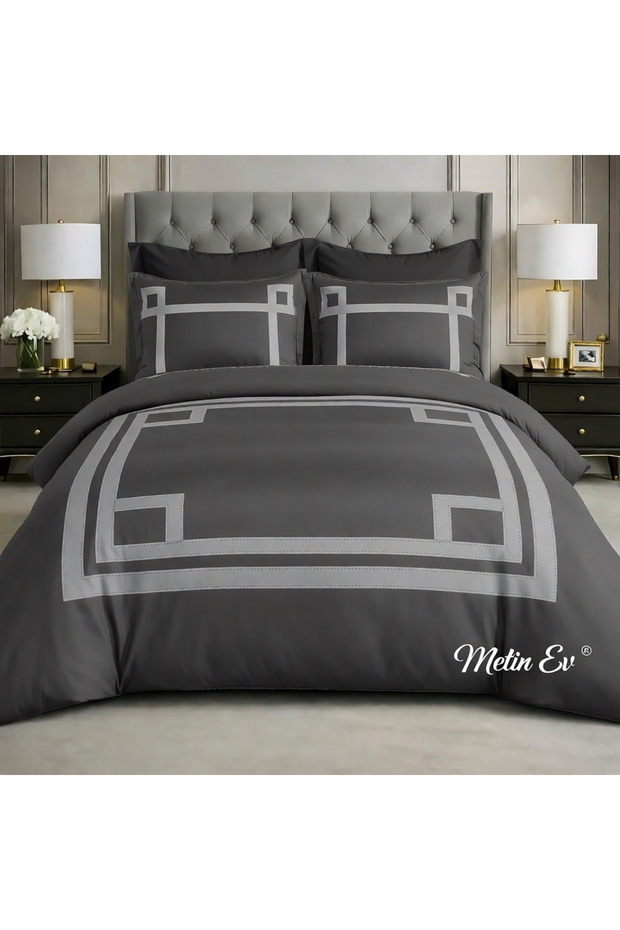 Modern Stripe Design Cotton Satin Duvet Cover – Ruby