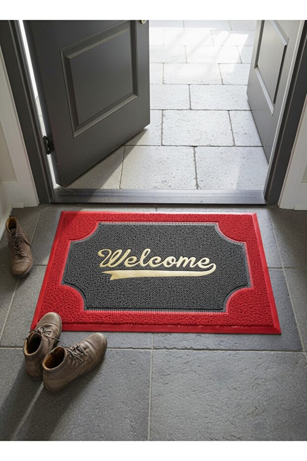 Hygienic Curly Mat 40X60 cm - with "Welcome" Written - Moisture Absorbing Door Mat