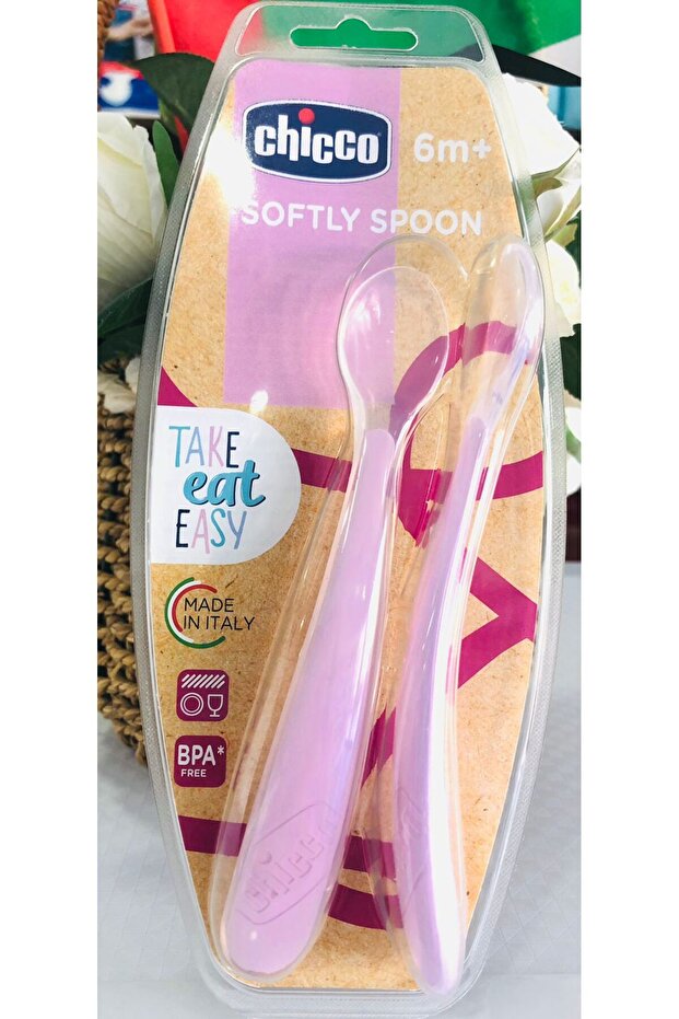Soft Silicone Spoon 6m+ Pink Color BPA Free 2 pcs