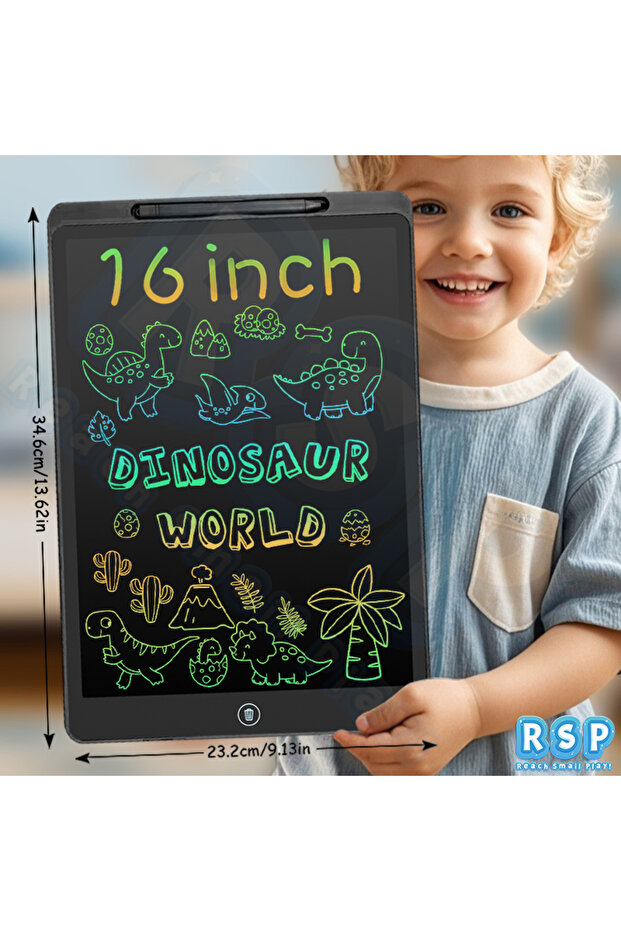 B16 INCH BLACK RSP 16 Inch Big LCD Drawing Tablet Writing Board Doodle Chalkboard Message board Pain