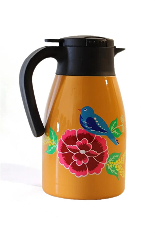 Hand Painted Orange Thermos 1.5 Lt