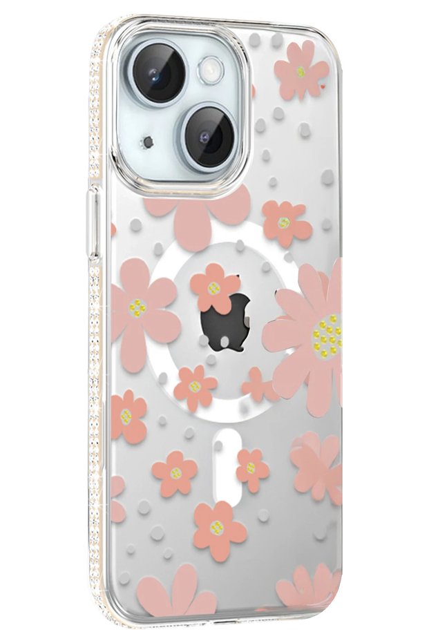 Ilkeshop iPhone 14 Floral Magsafe Cover (143716) - Pink