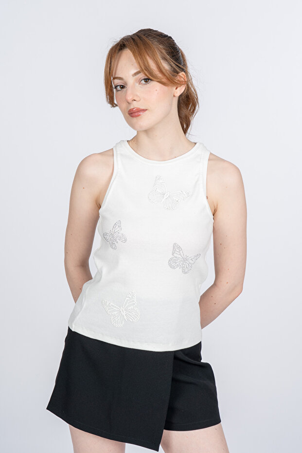 Butterfly Patterned Blouse Undershirt 8601 - 3