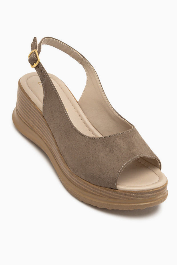 Gerty Mink Suede Wedge Heeled Women's Sandals