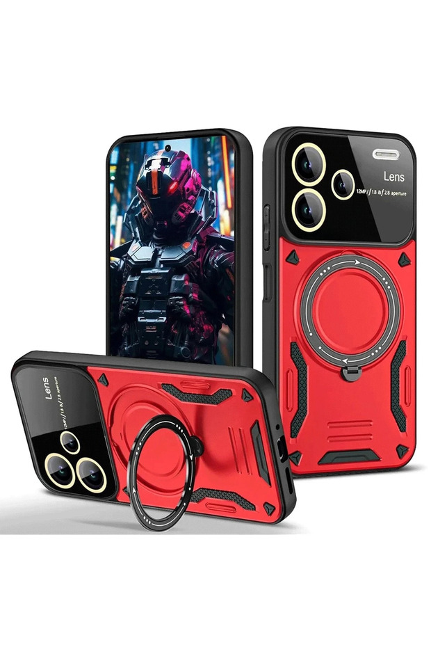 Ilkeshop New Redmi Note 13 Pro Plus Joy Lens Stand Cover (91220) - Red