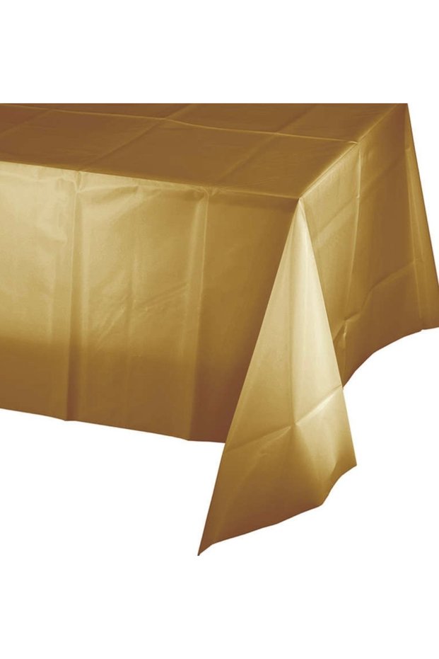 12X180Cm Gold Plastic Tablecloth 1 Piece