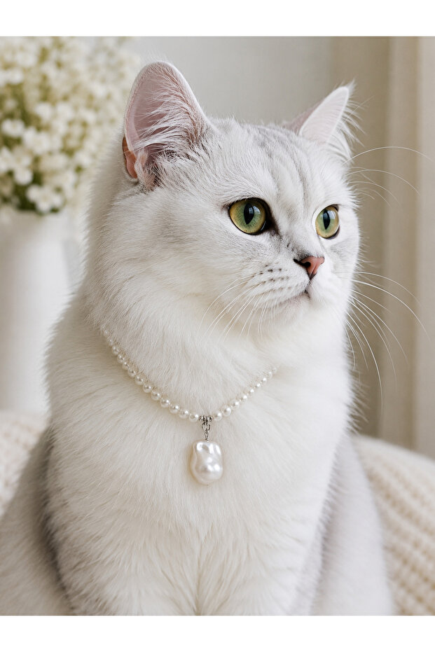 Baroque pearl dangle cat necklace - 1