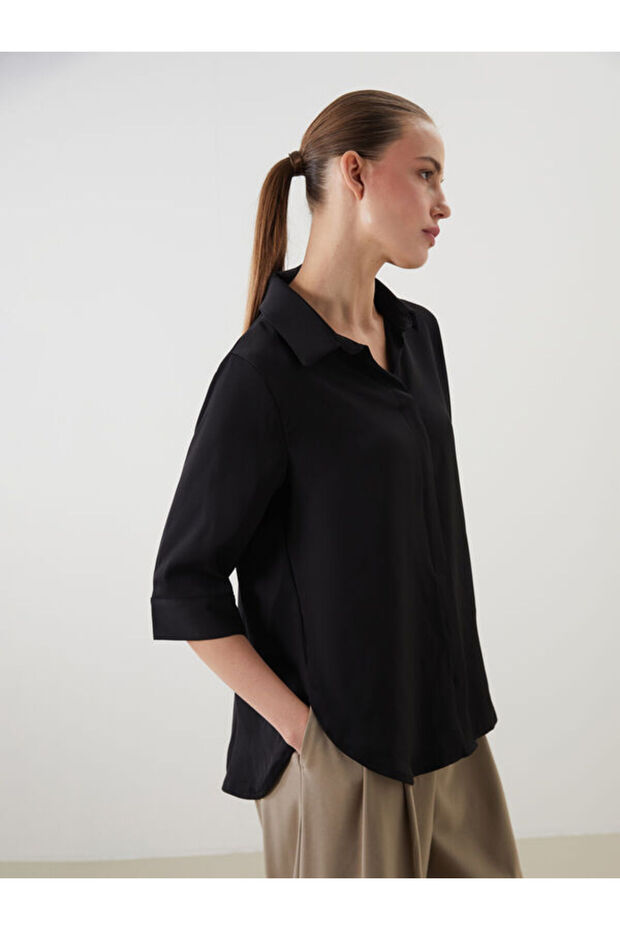Shirt Collar Oversize Women's Blouse