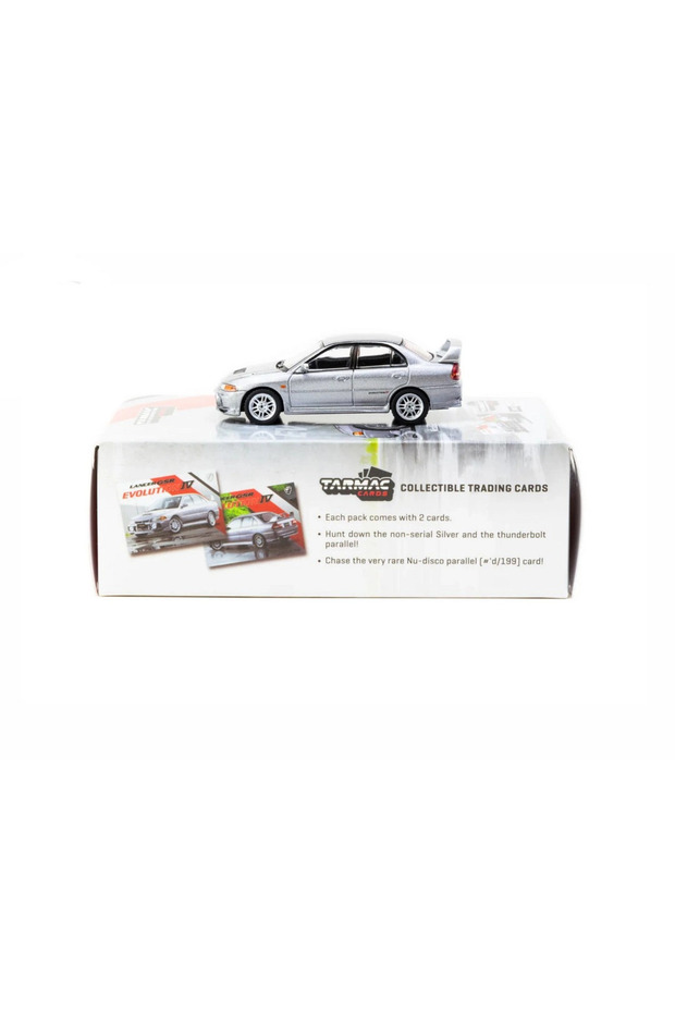Tarmac Works 1/64 Mitsubishi Lancer Gsr Evolution Iv Silver with Tarmac Cards