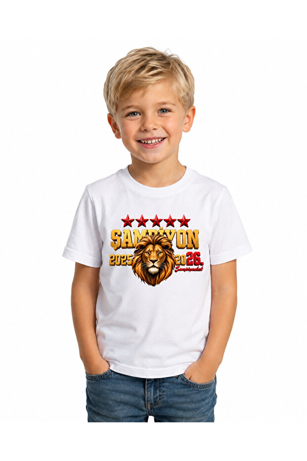 25 Ended 26. Championship 5 Star Lion Printed Cotton Kids T-Shirt
