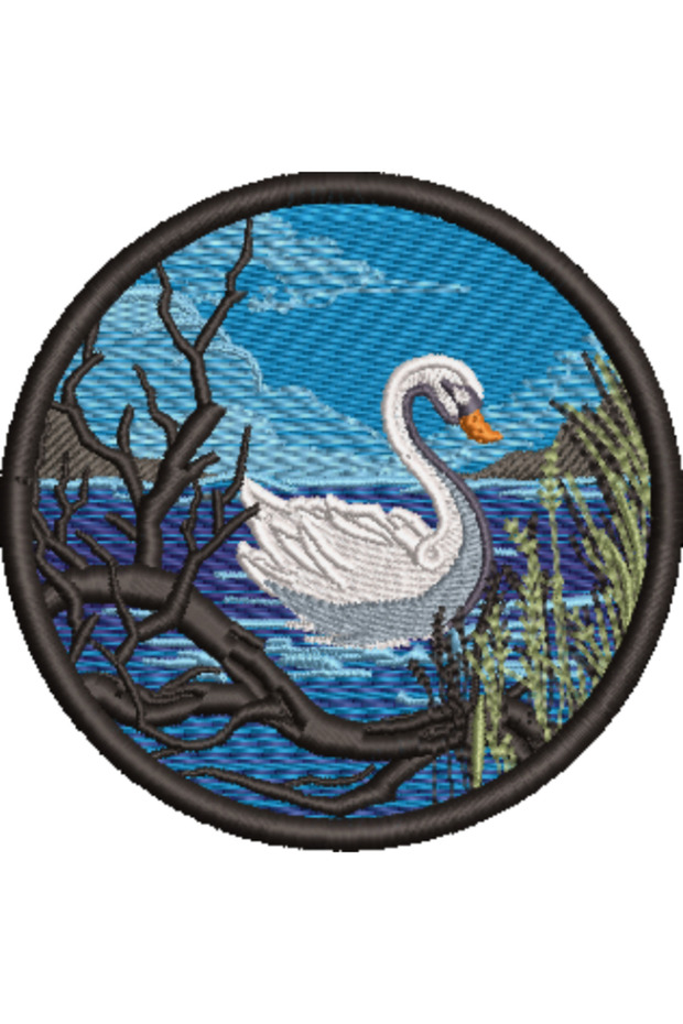 Patch brodat Lebădă, 83mm, aplicabil pe textile - 4