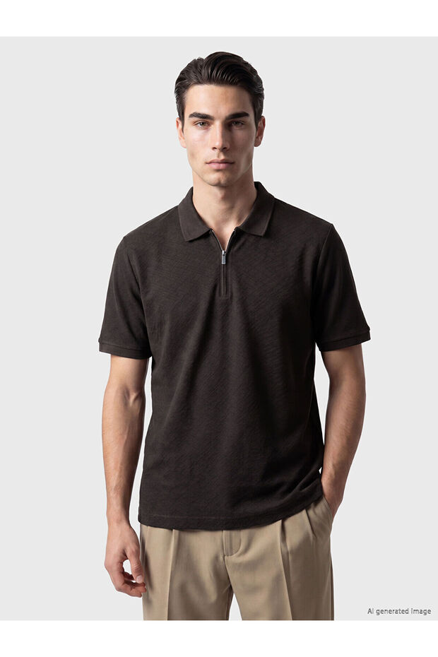 Nevavm Men's Textured Polo Collar T-Shirt with a Difference