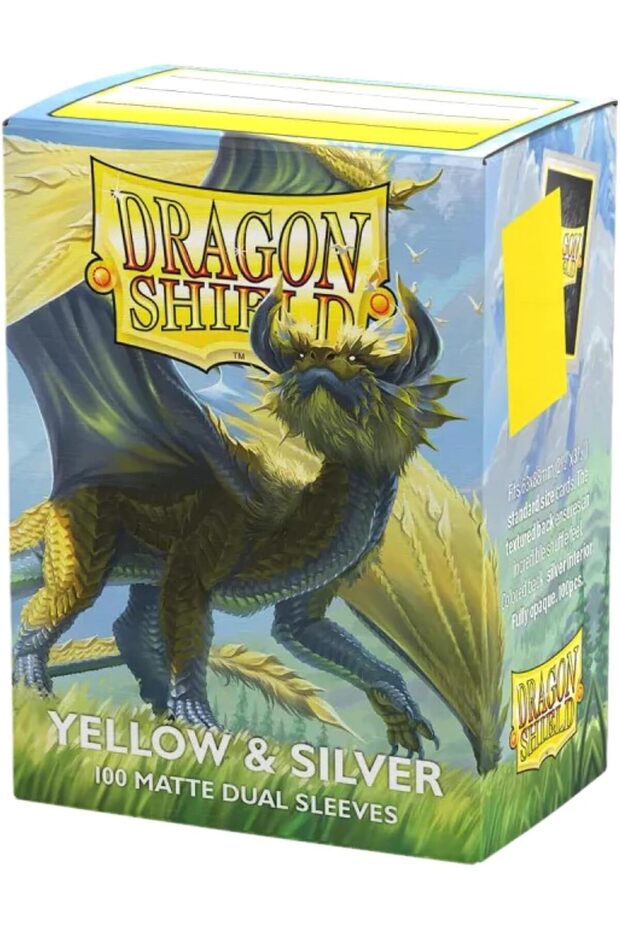 | Matte Dual Standard Size Card Sleeves | 100Ct - Smooth & Tough Premium Tcg Sleeves - Compatible with Pokemon, One Piece, and Magic: the Gathering | Yellow & Silver