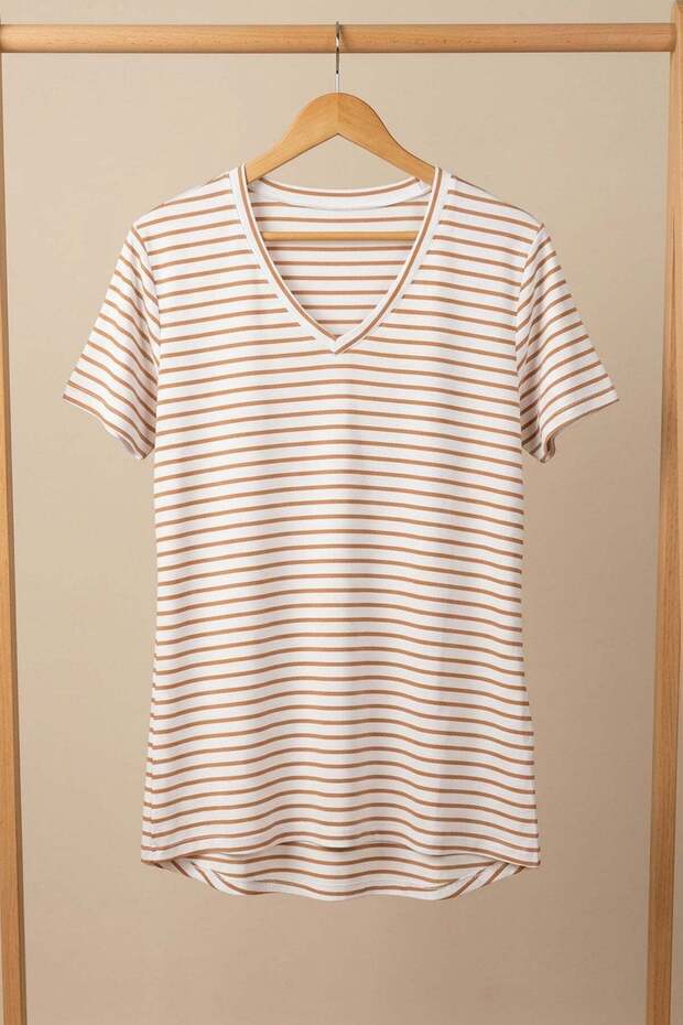 Μπλουζάκι V-Neck Basic Με μείγμα βισκόζης - 7