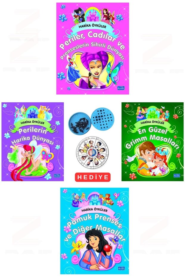 Harika Öyküler-Periler,Cadılar ve Prenseslerin Sihirli Dünyası-Perilerin Harika Dünyası-En Güzel Grimm Masalları-Pamuk Prenses ve Diğer Masallar-4 Kitap Set - Solo Test Gifted