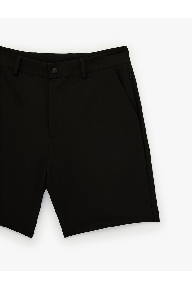 Regular Fit Buttoned Shorts with Pockets - 4