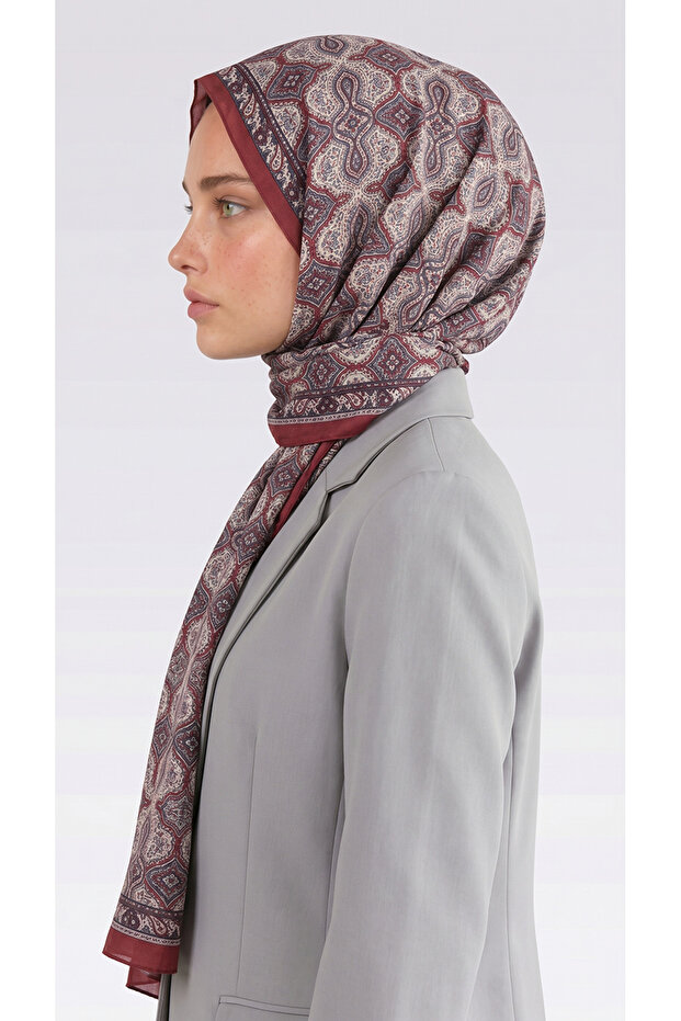 Ahenk Patterned Cotton Shawl - Red - 4