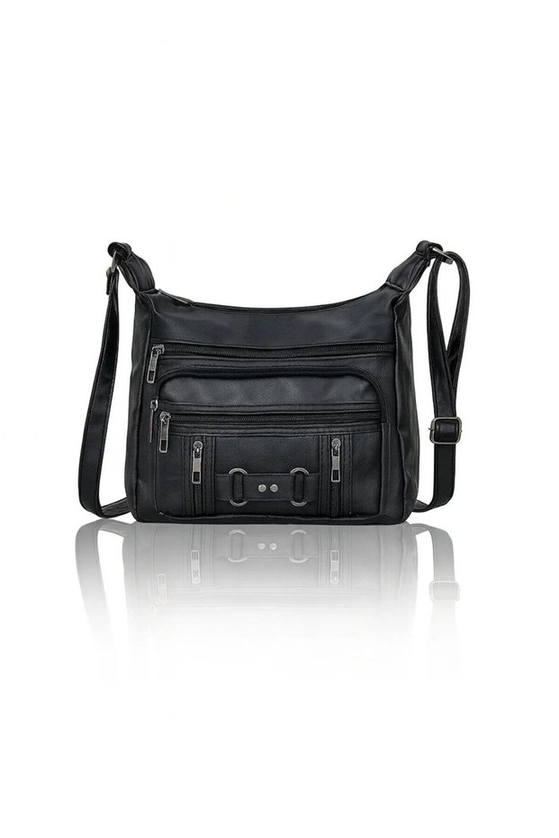 Women's Washing Leather Shoulder Bag Multi-Compartment Women's Bag with Cross Strap Cross Strap