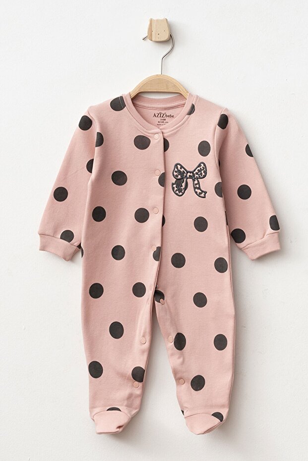 Baby Girl Snap Bow Embroidered Booties Jumpsuit 0 Months 6 Months