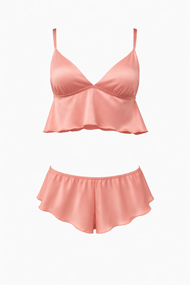 Satin Salmon Color Set of 2 with Straps