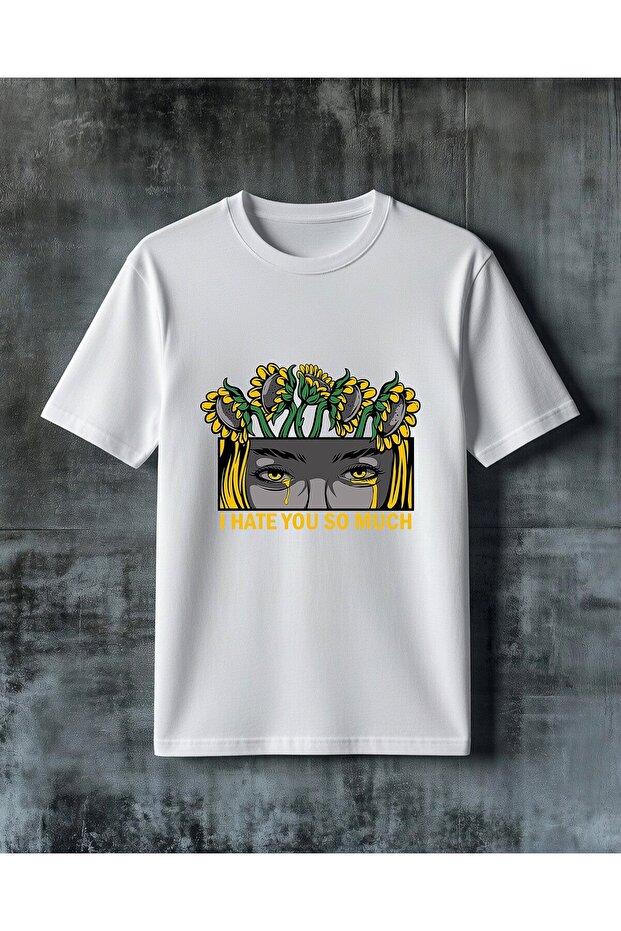 Hate You Much Ayicek Kafasi Printed Oversize T-Shirt