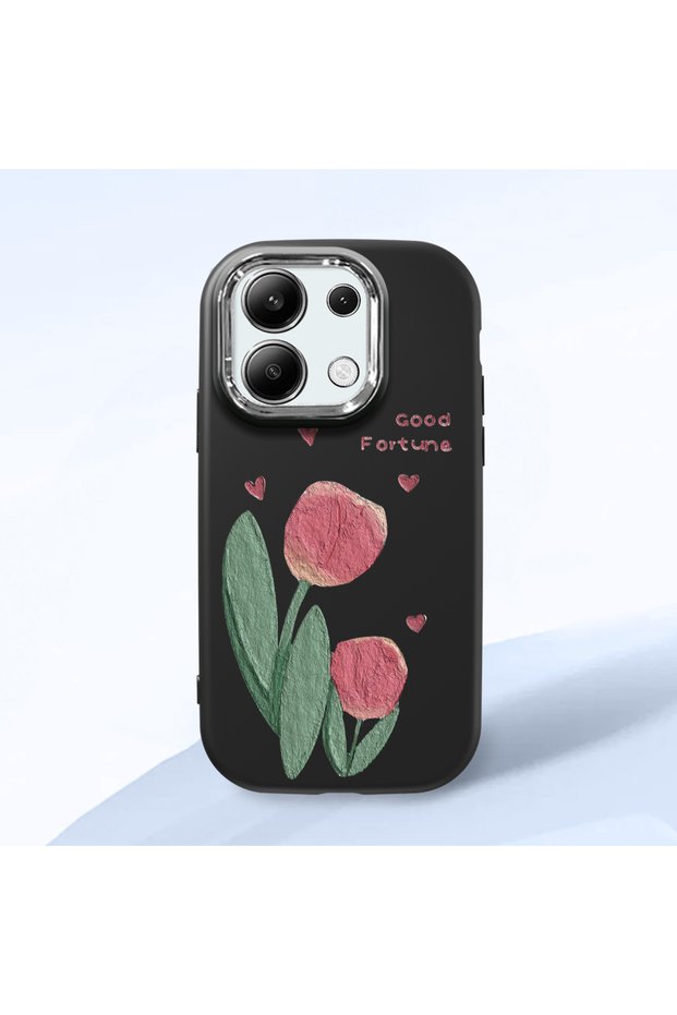 Redmi Note 13 4g Compatible Black Silicone Case with Shock-Absorbing Camera Protections