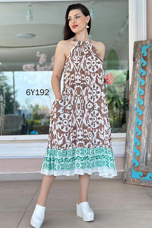 Halter Neck Viscose Dress 6Y192