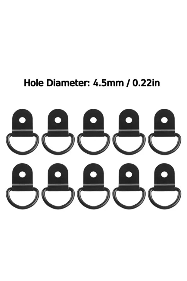 4.5mm 10PCS Black 10PCS D Ring Tie Down Anchors Heavy Duty Lashing Ring for Car Boat Trailer Cargo V