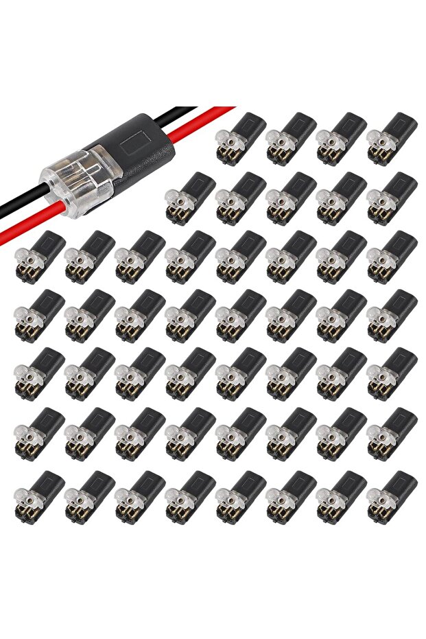 50 قطعة موصلات أسلاك LED قابلة للتوصيل، أطراف أسلاك عالمية مدمجة ثنائية الدبابيس ثنائية الاتجاه، بدون تعرية الأسلاك