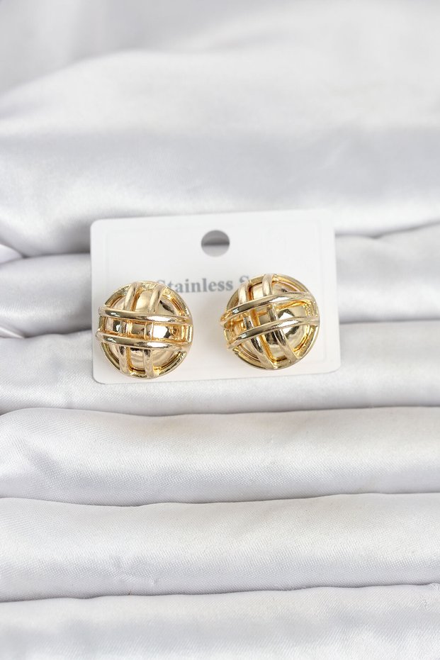 316L Steel Gold Color Patterned Top Model Women's Earrings Tj-Bkp11811