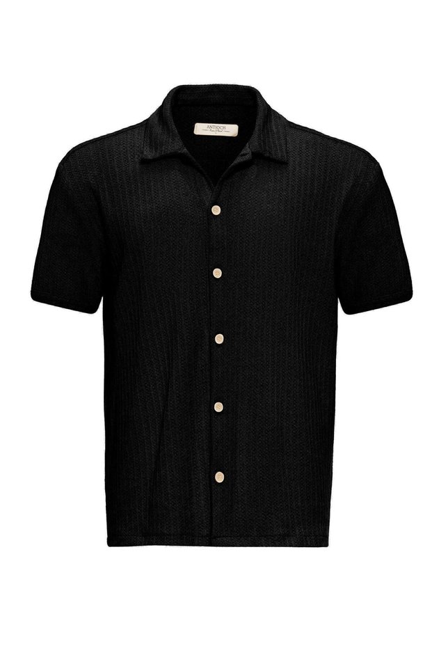 Polo neck knitted short sleeve men's shirt