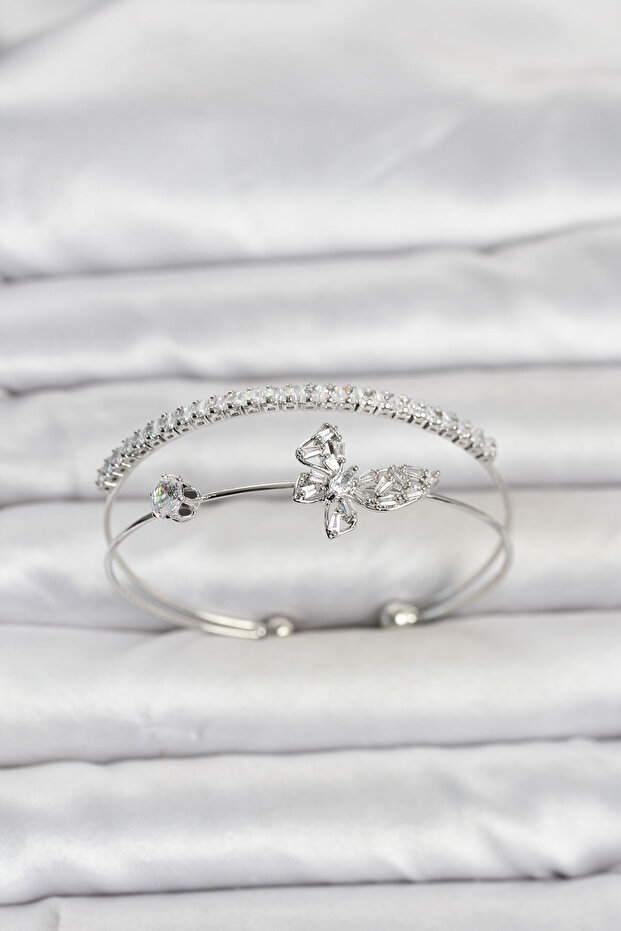Brass Silver Color Model Women's Bracelet Tj-Bb8504