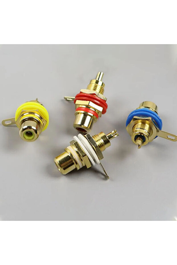 مجموعة من 4 قطع من مقابس RCA مطلية بالذهب من النحاس النقي لمكبر الصوت الأمامي وإشارات الصوت والفيديو