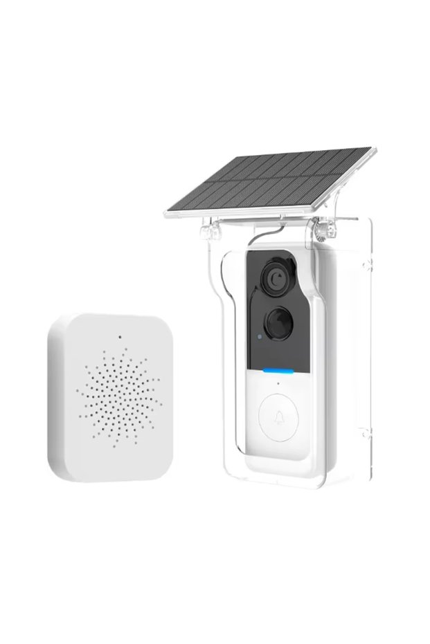 White Set Tuya Outdoor Wireless Doorbell Solar Rain Cover Waterproof WiFi Door Bell Camera Motion De